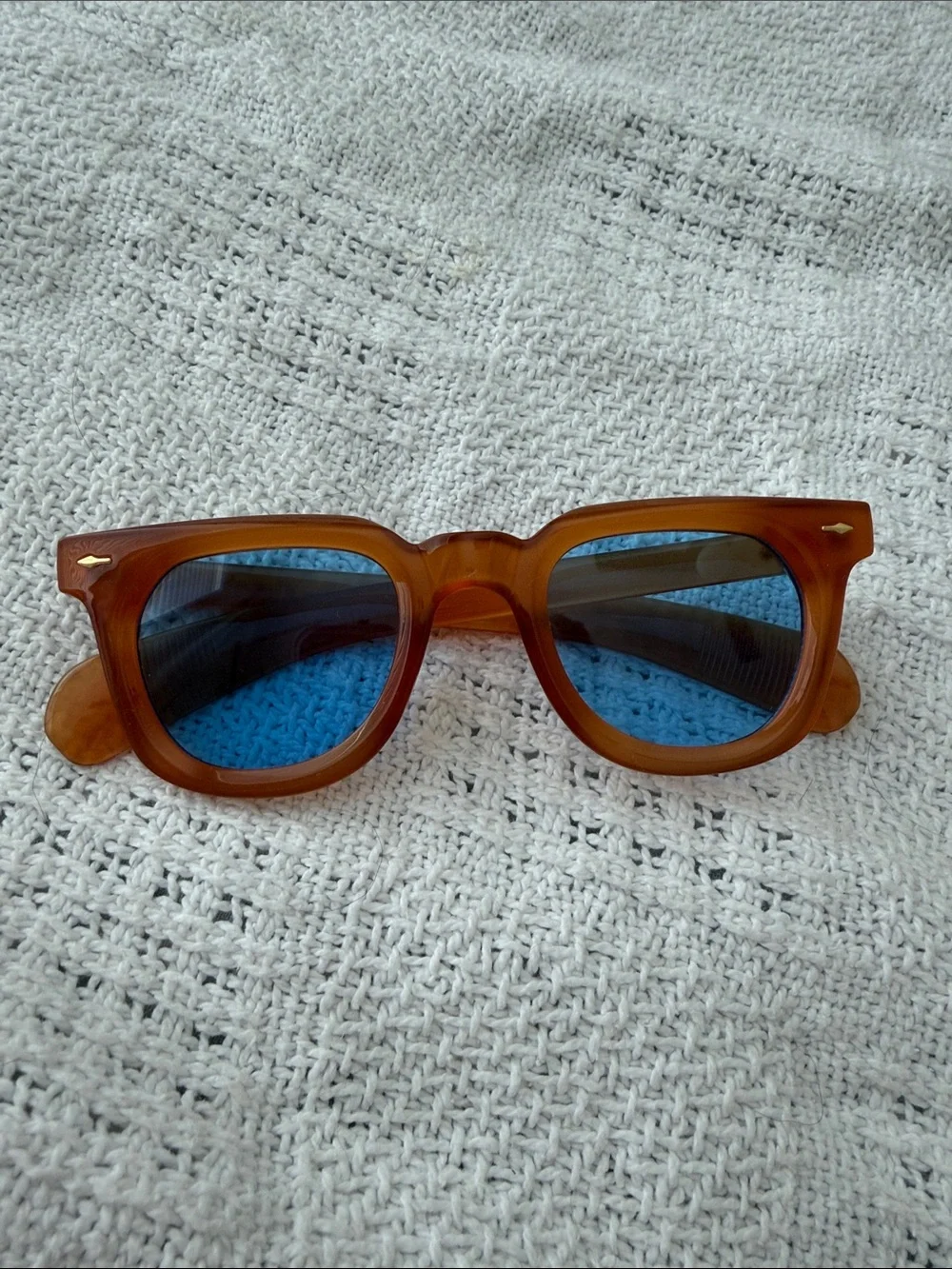 Men's Brown Frame Sunglasses with Blue Lenses
